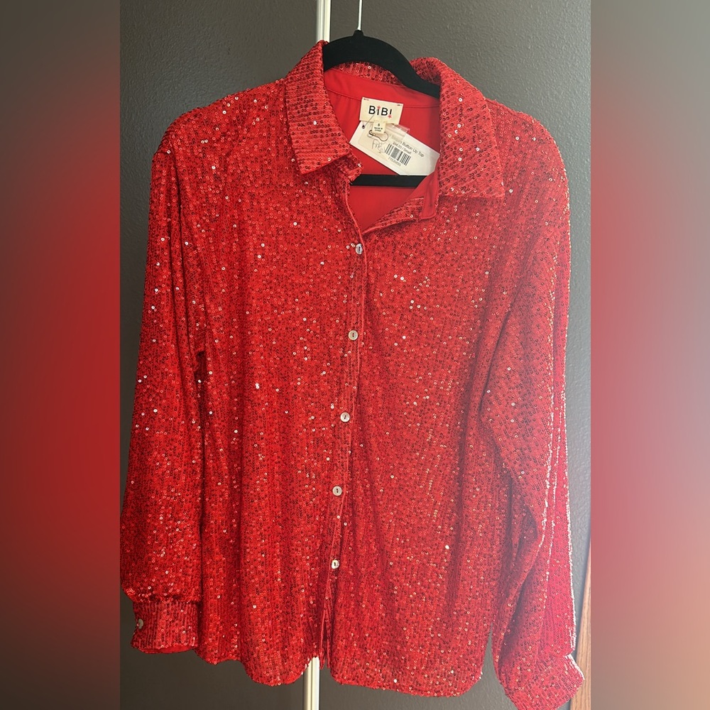 Red Sequins Blouse